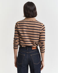 Piqué poloshirt met lange mouwen en Bretonse streep