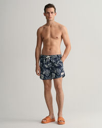 Classic Fit zwemshort met Tropical Leaves-print