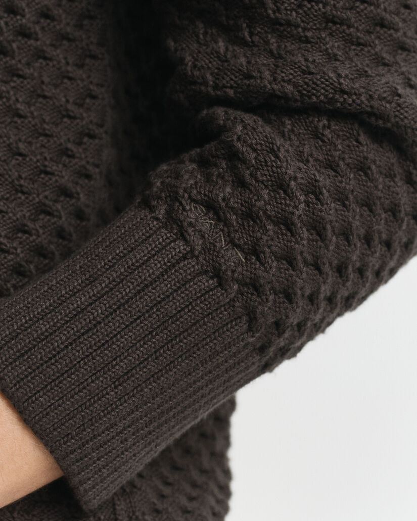 Katoenen Textured sweater met korte rits