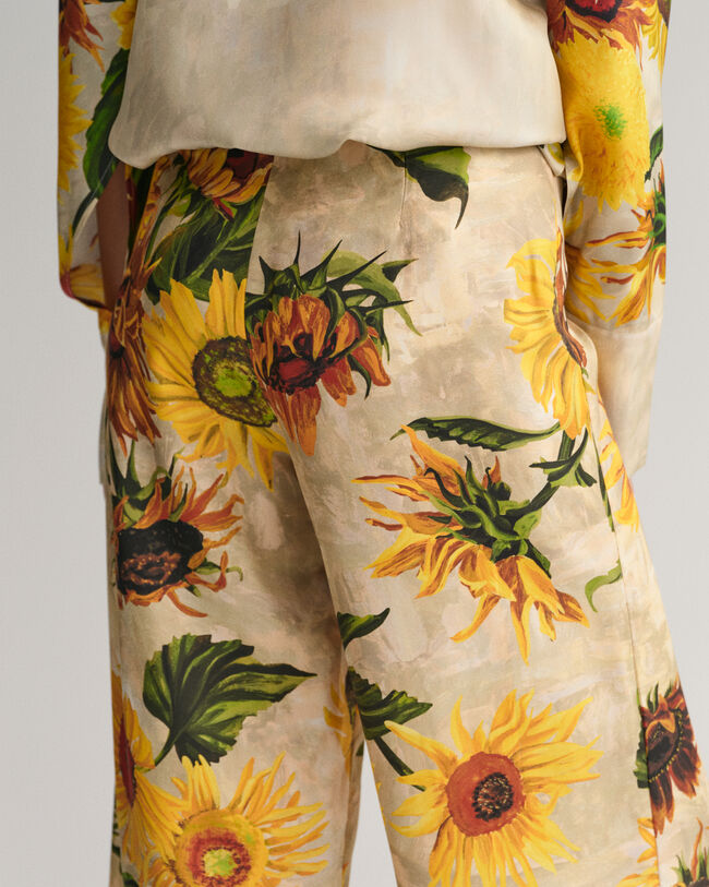 Sunflower-print broek met wijde pijpen van zijde