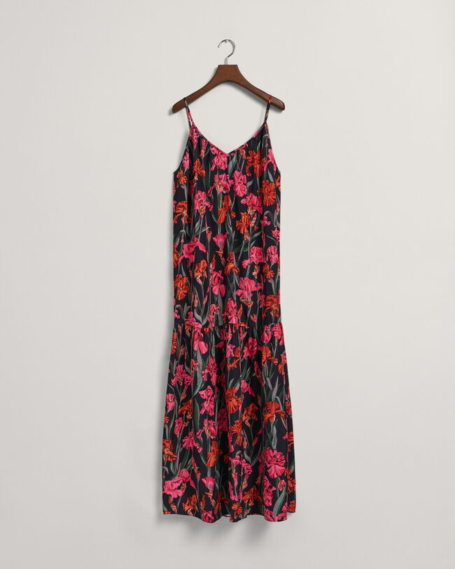 Maxi-jurk met spaghettibandjes en print