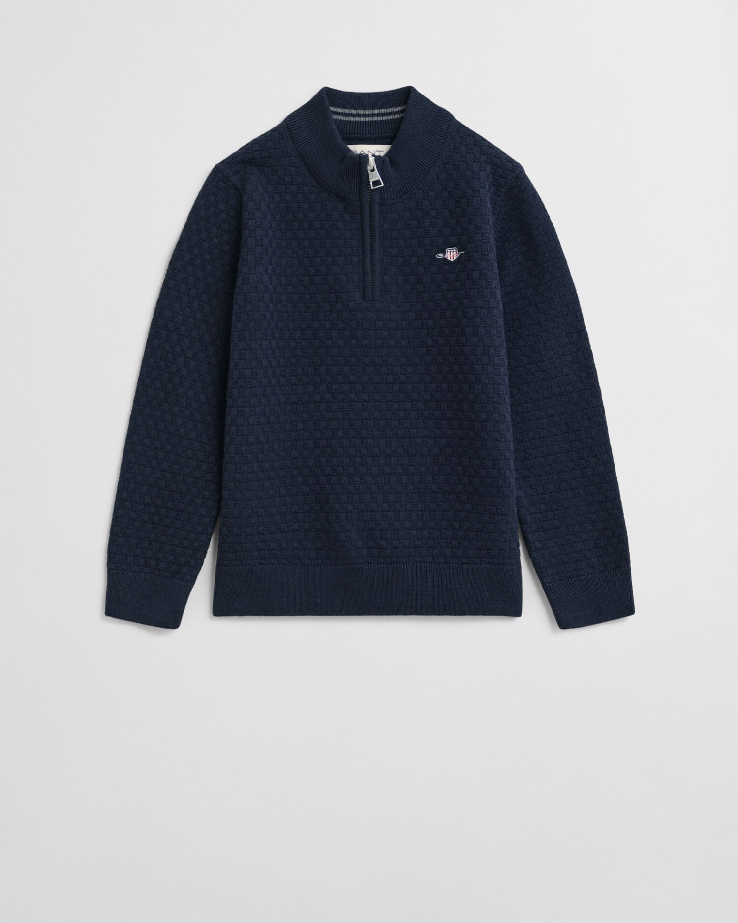 Kids trui met korte rits en microtextuur