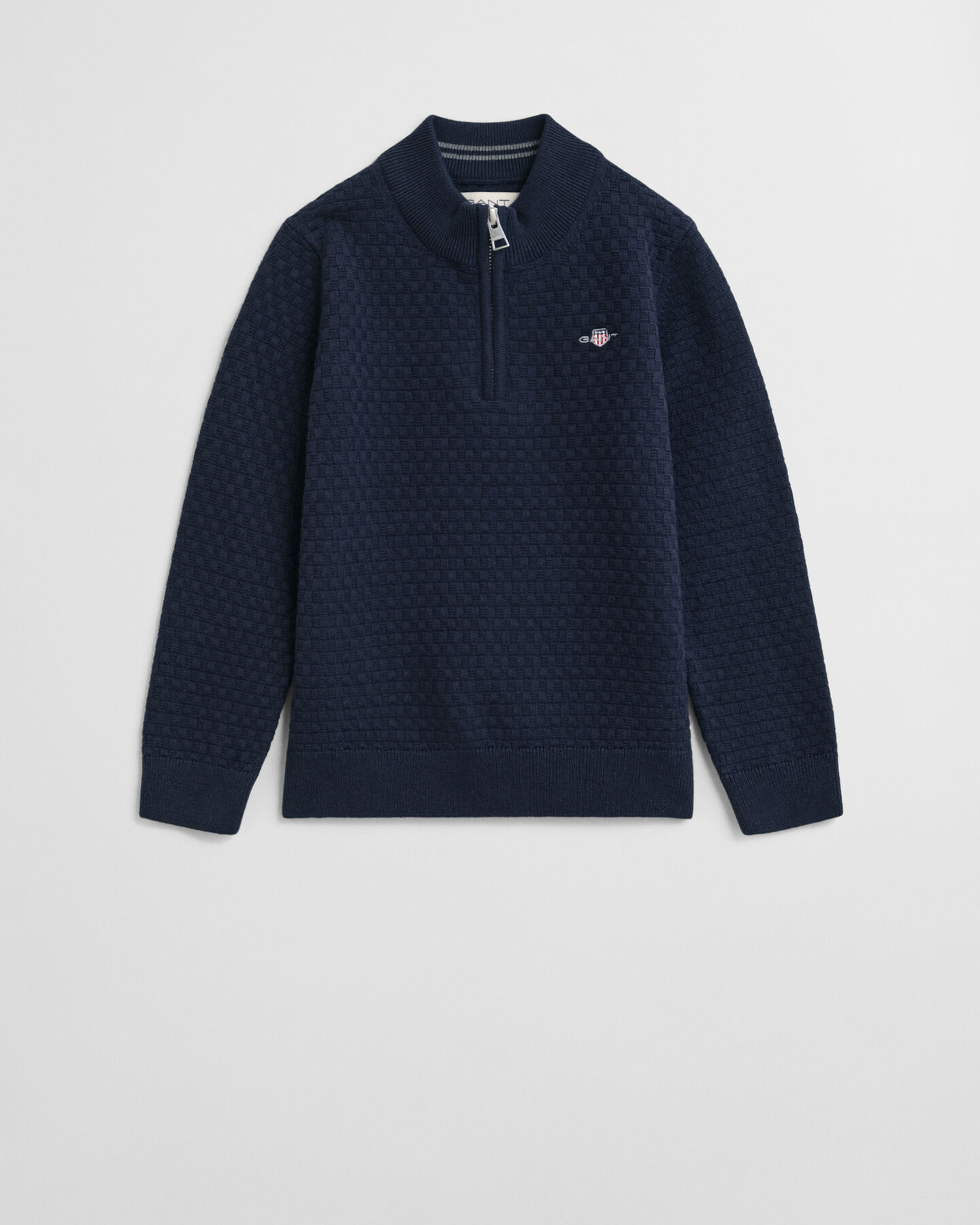 Kids trui met korte rits en microtextuur