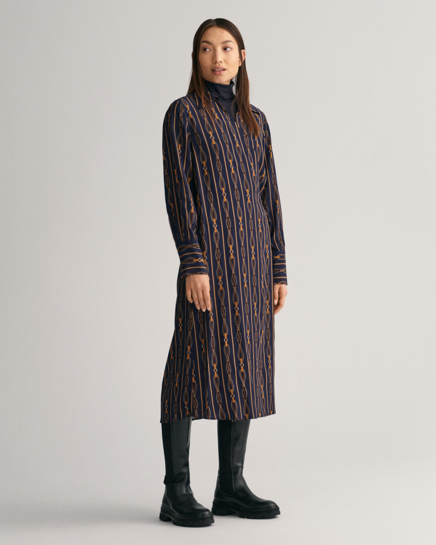 Regular Fit gestreepte wikkeljurk met Rope Print