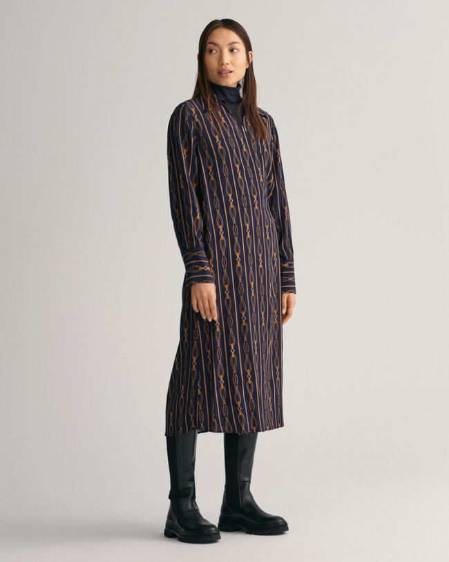 Regular Fit gestreepte wikkeljurk met Rope Print