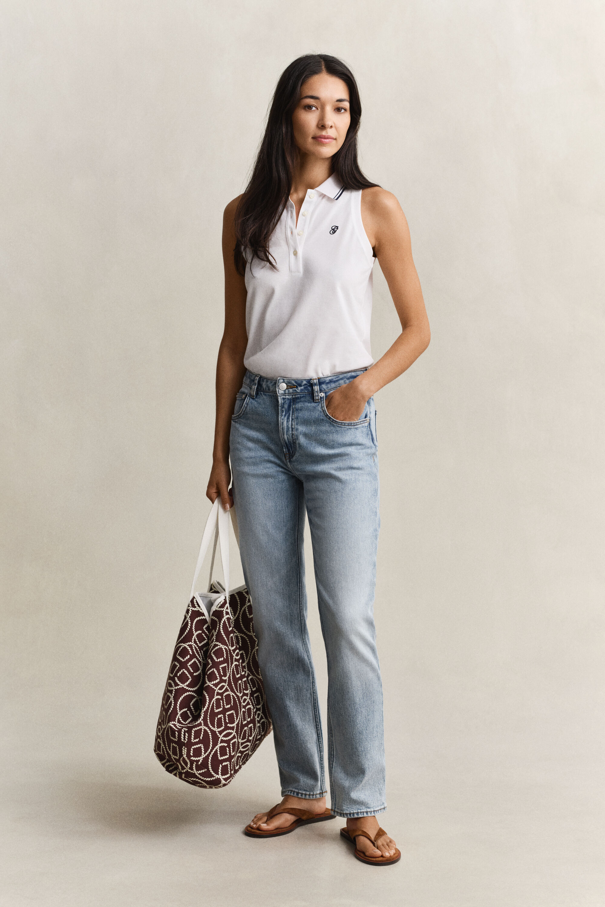 Mouwloos piqué poloshirt