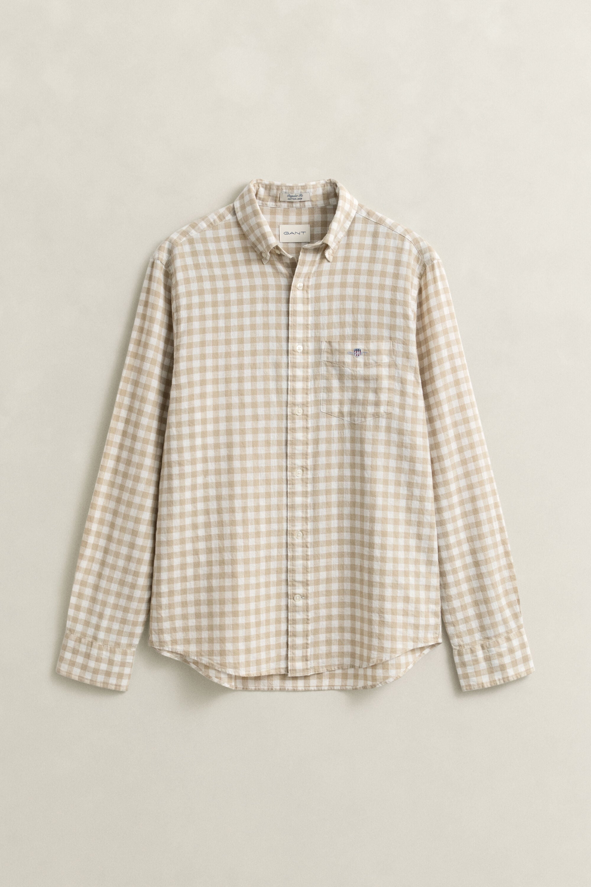 Overoverhemd van linnenmix met Gingham-ruitje