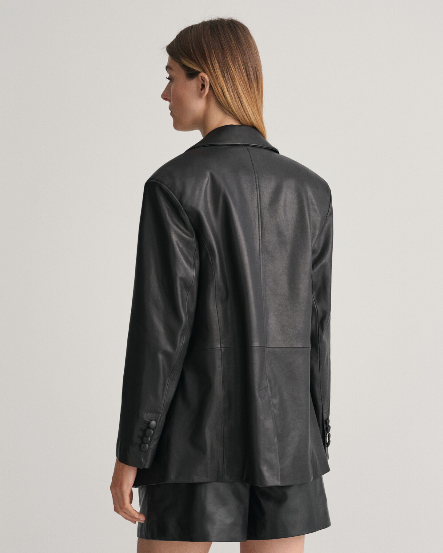 Regular Fit leren blazer