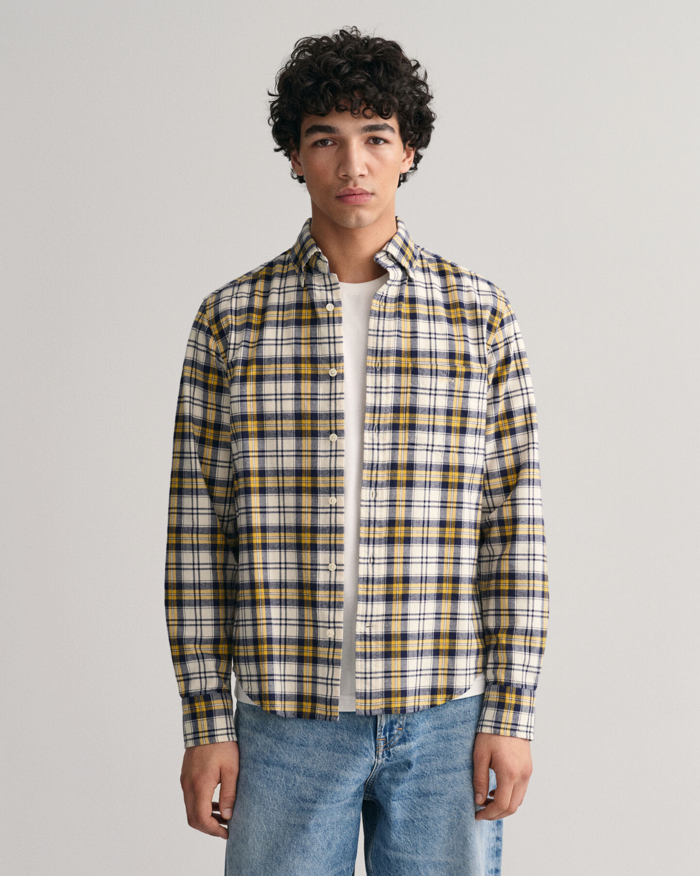 Regular Fit geborsteld geruit Oxford-overhemd