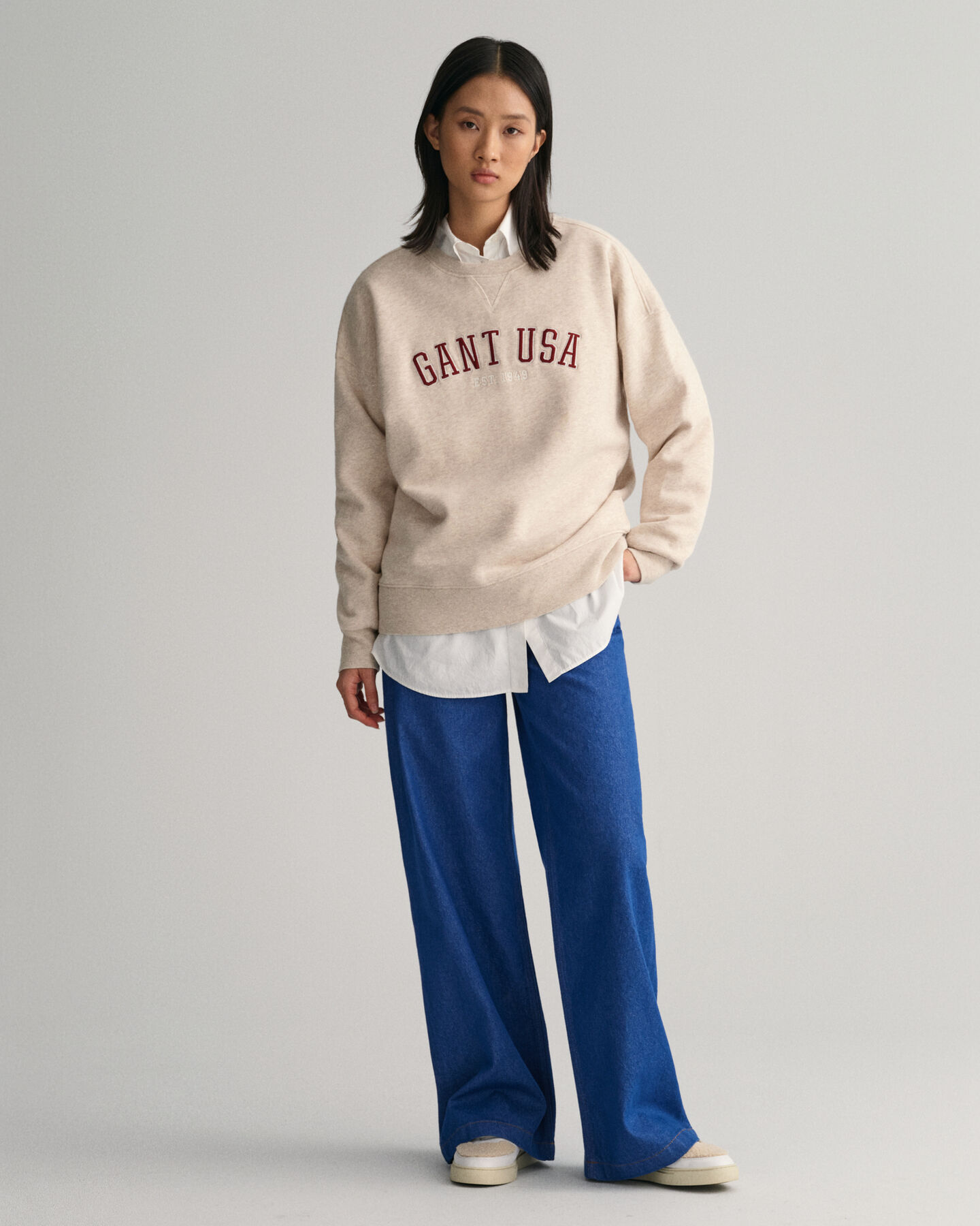 Oversized GANT USA sweatshirt met ronde hals