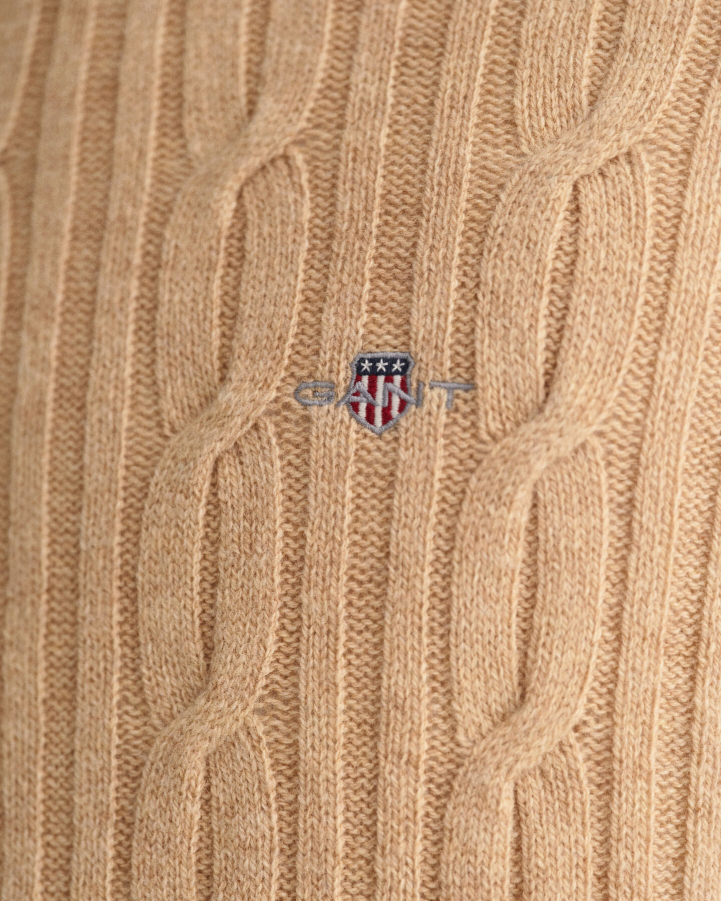 Lamswollen kabeltrui met ronde hals