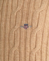 Lamswollen kabeltrui met ronde hals