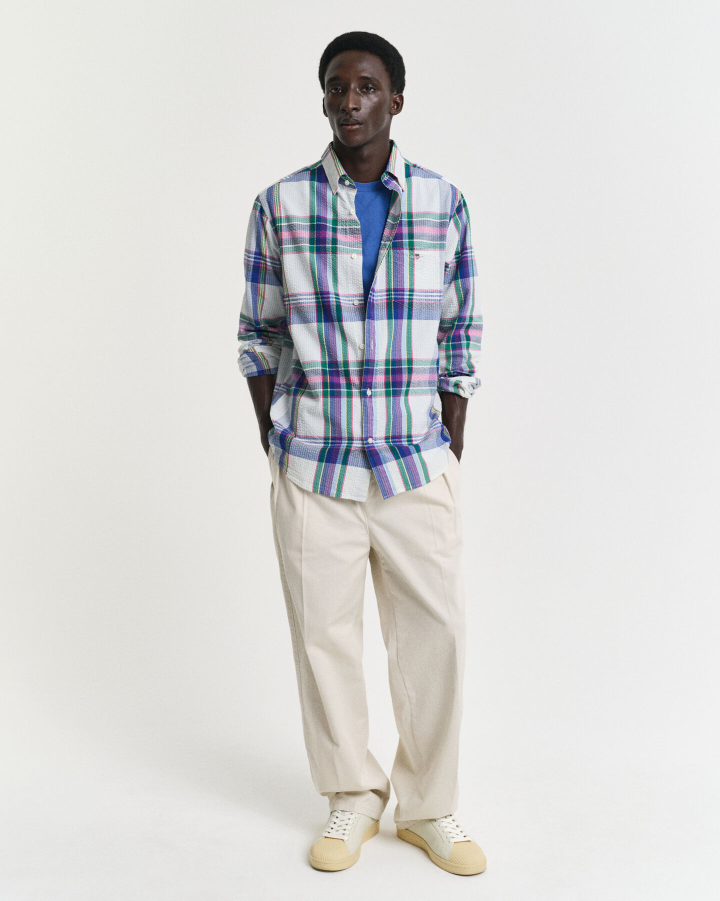 Regular Fit Seersucker Madras overhemd