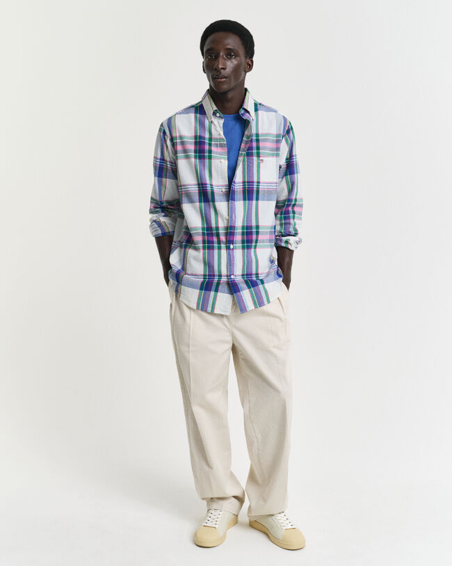 Regular Fit Seersucker Madras overhemd