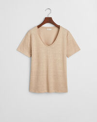Linnen T-shirt met V-hals