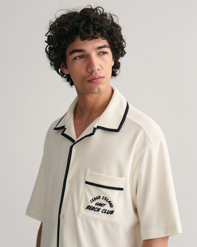 Relaxed Fit badstof overhemd met korte mouwen