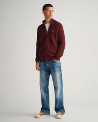 Texture sweater van katoen met rits