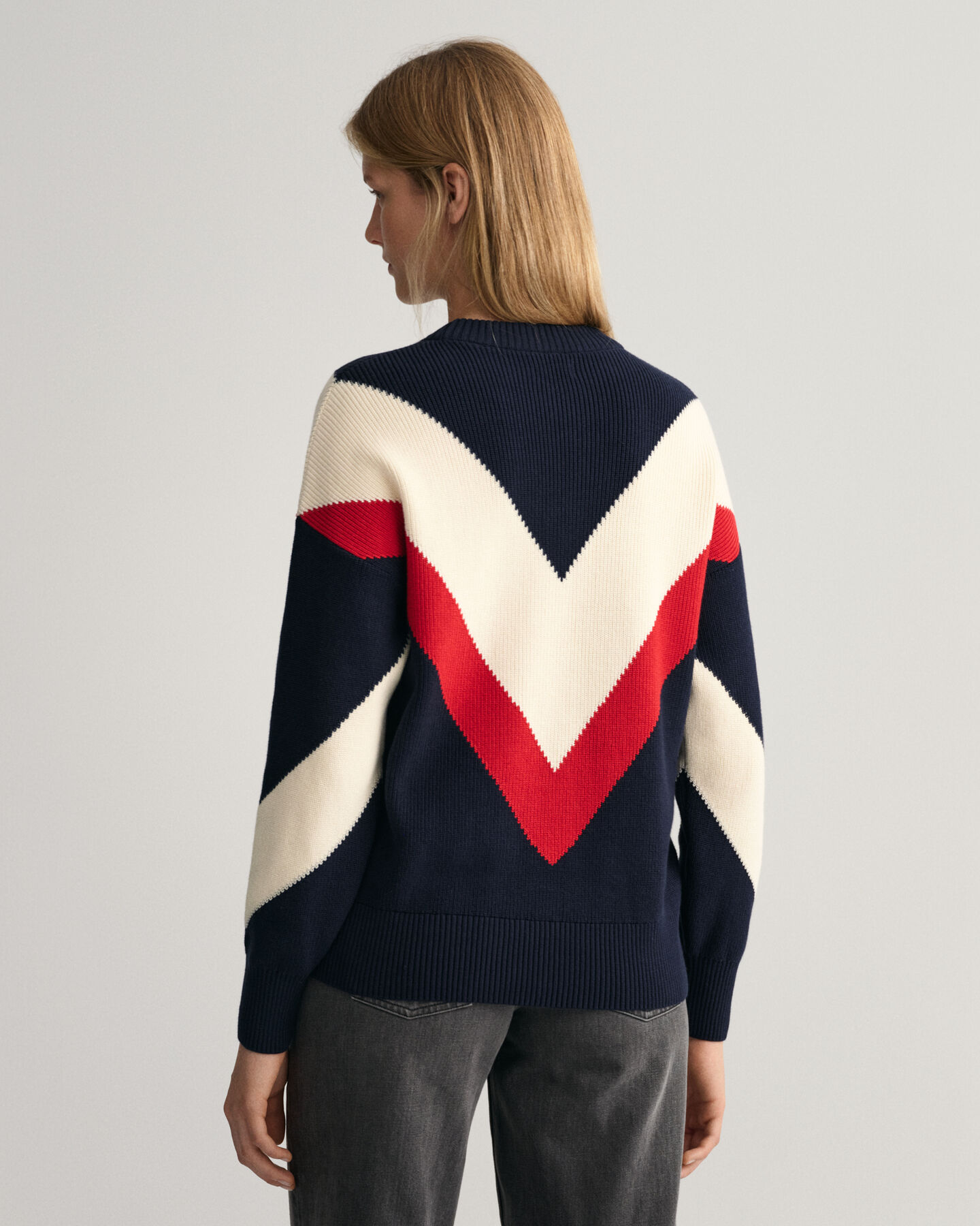Sweater met ronde hals en kleurblokken