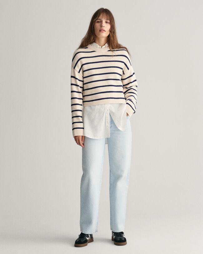 Gestreepte trui met ronde hals