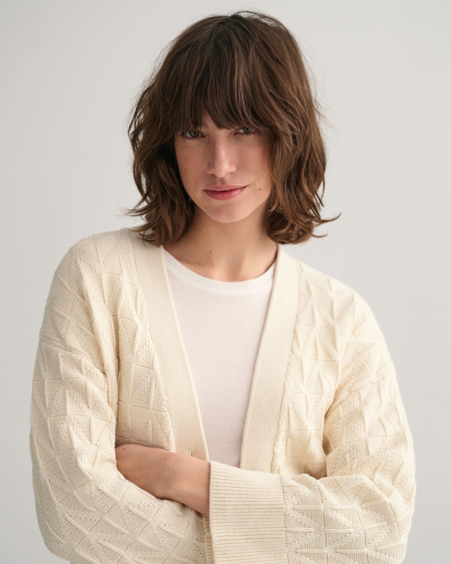 Vest met V-hals en visgraatmotief