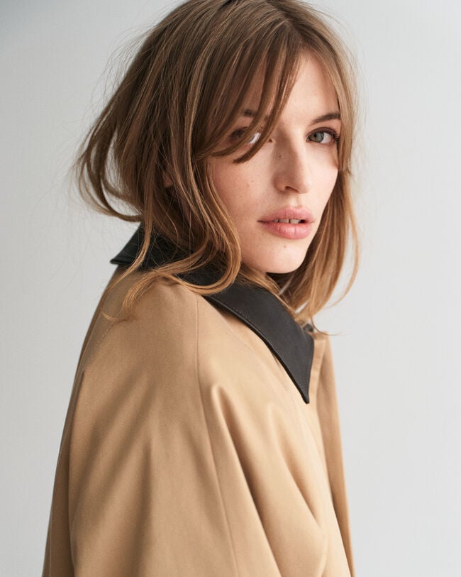 Car Coat met leren kraag