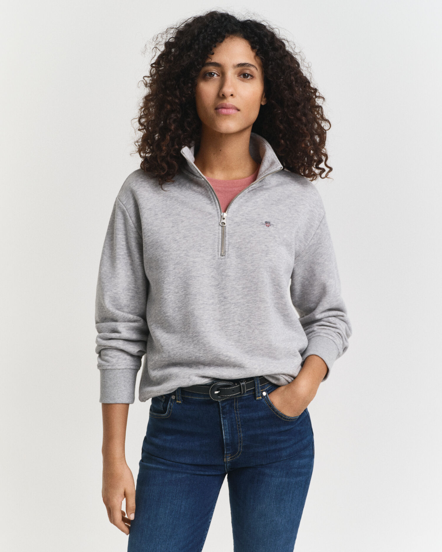 Shield sweatshirt met korte rits