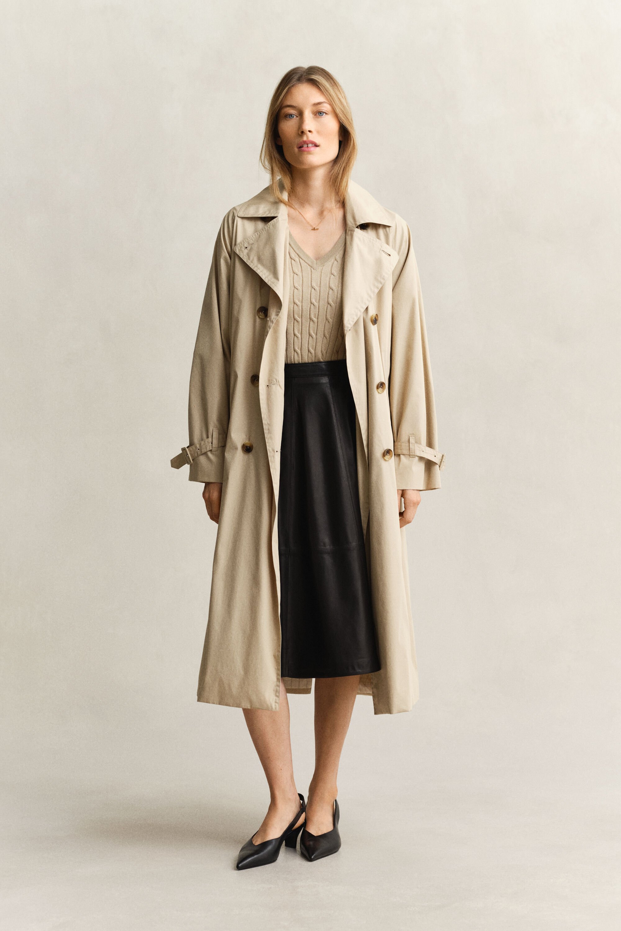 Kabelgebreide trui met V-hals