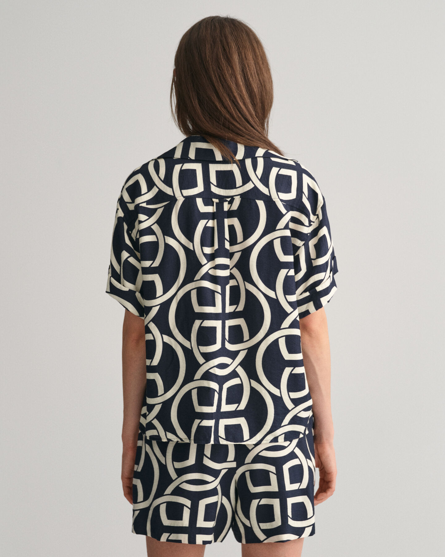 Relaxed Fit Monogram Print Popover overhemd met korte mouwen