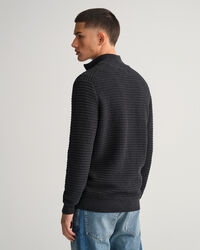 Texture sweater van katoen met rits