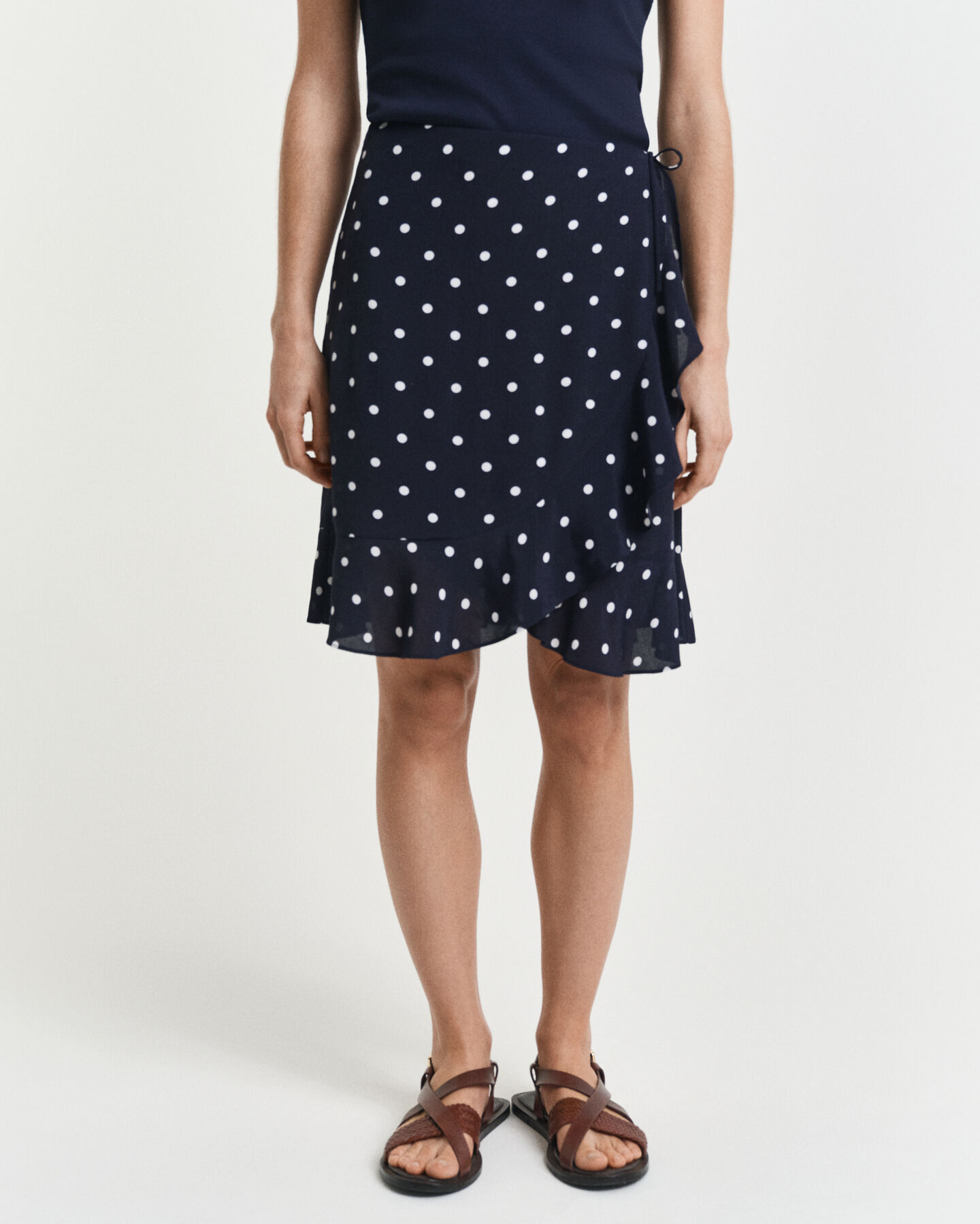 Rok met ruches en stippenprint