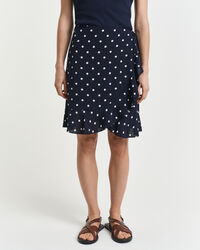 Rok met ruches en stippenprint