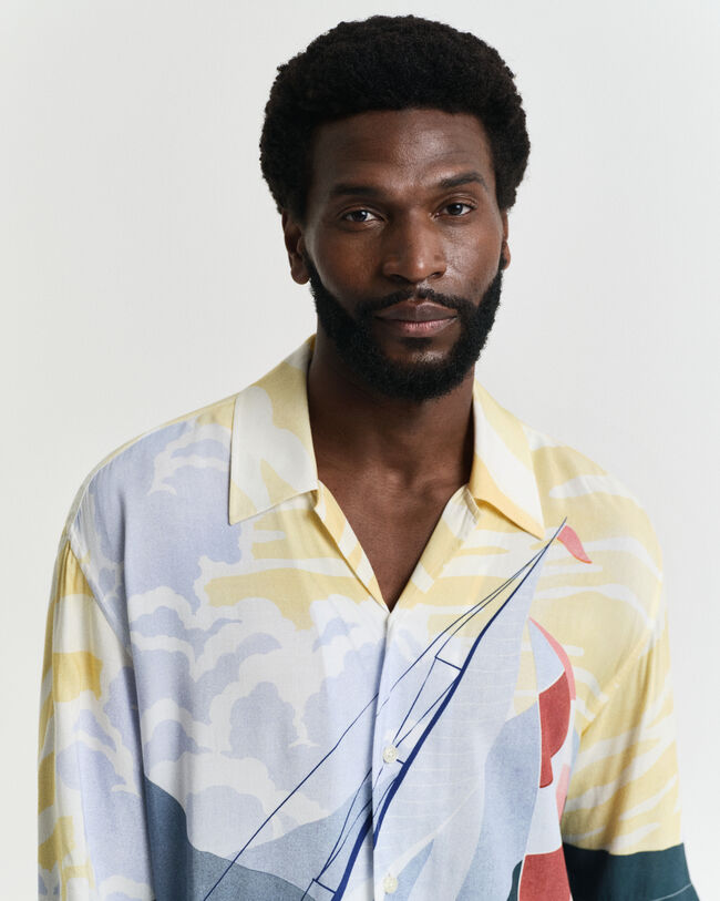 Relaxed Fit Sailing Scene overhemd met korte mouwen