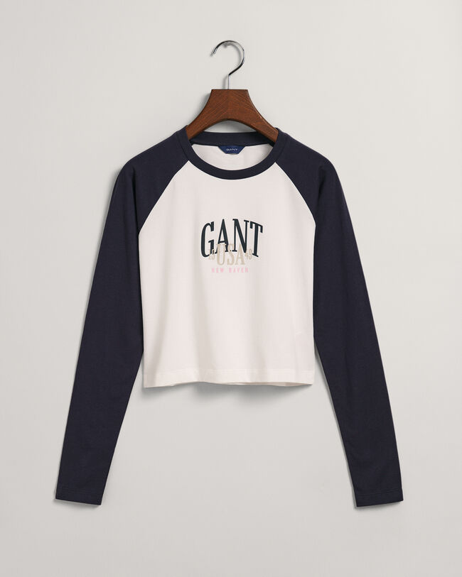 Teen Girls Contrast cropped top met lange mouwen