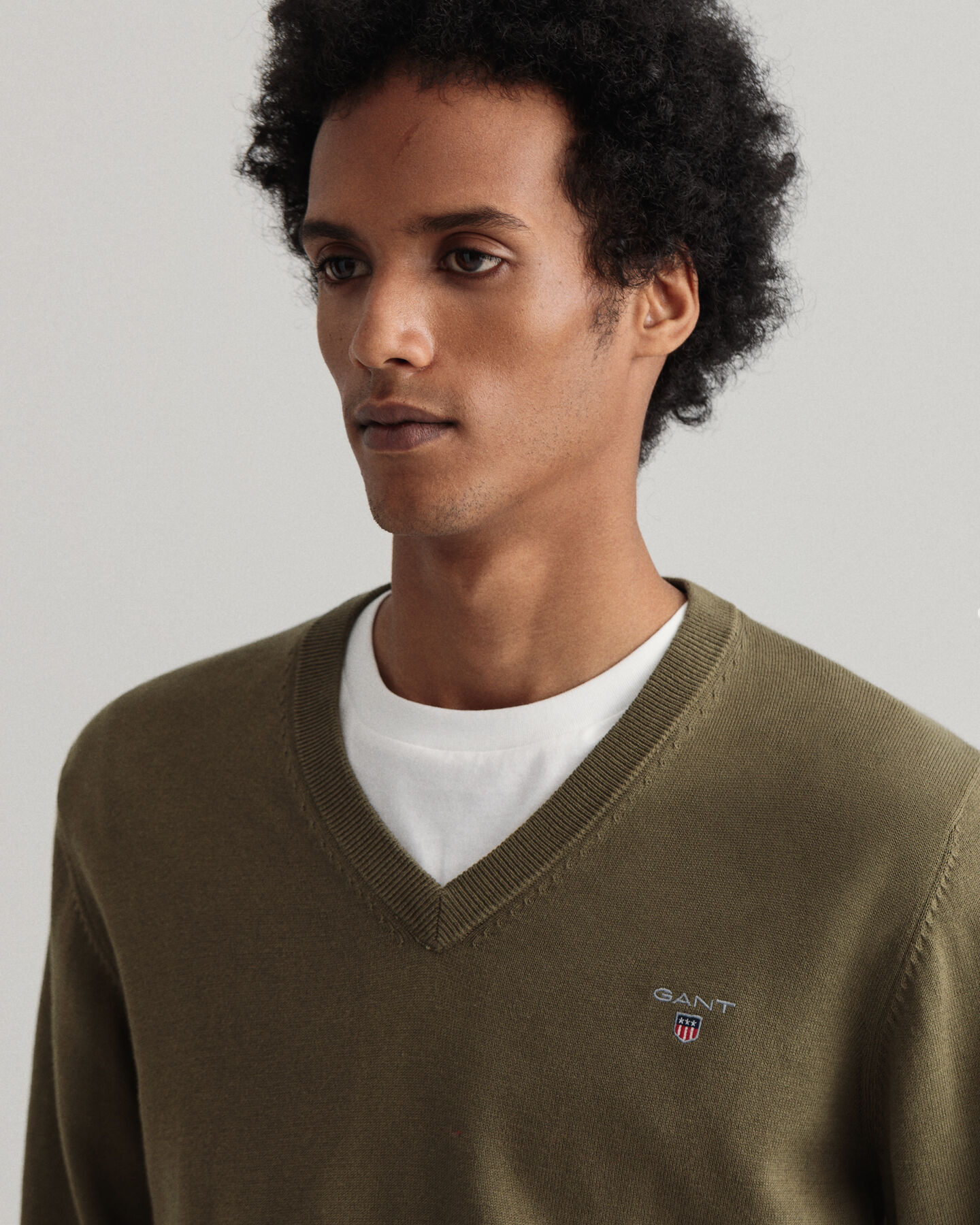 Classic sweater van katoen met V-hals