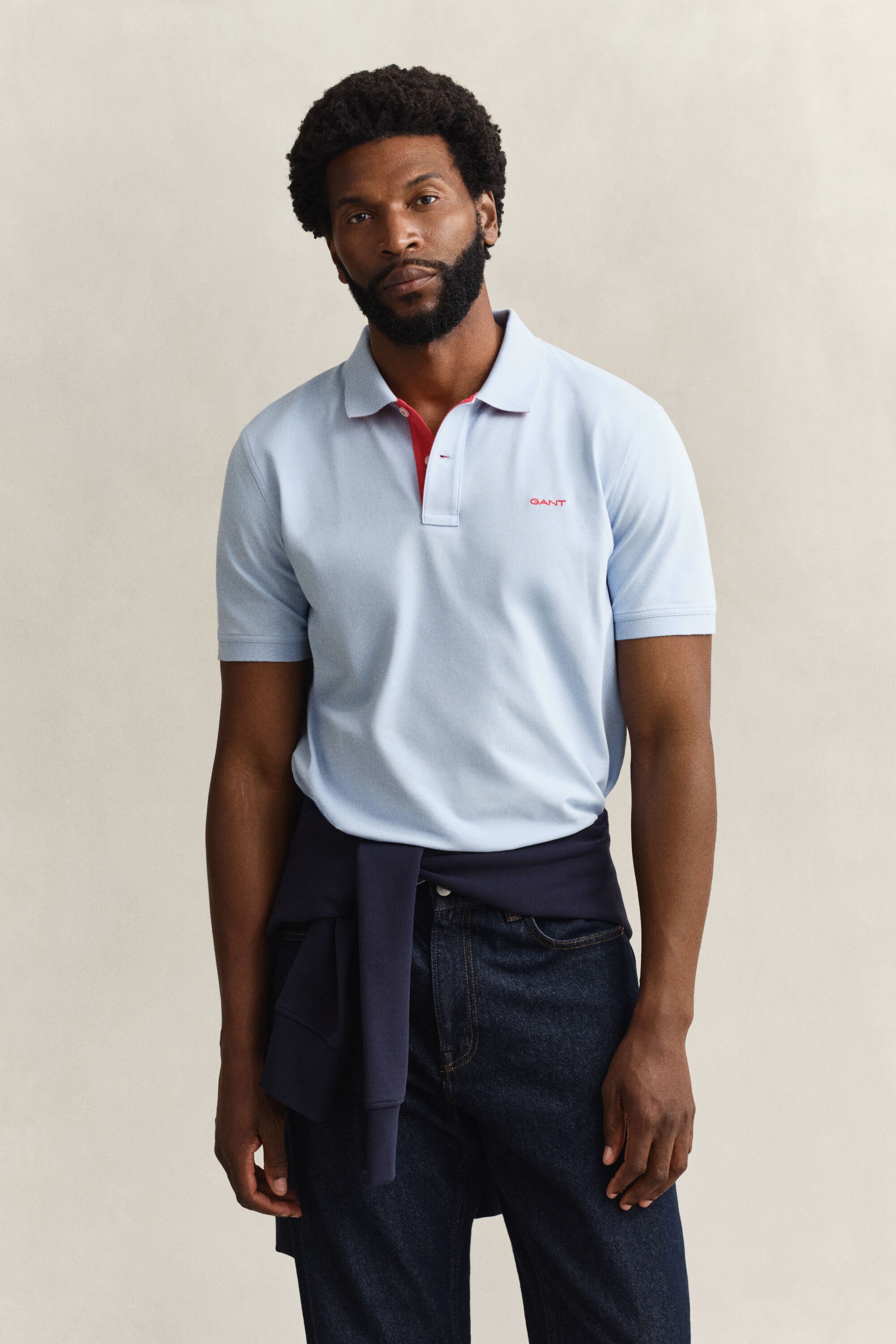 Piqué poloshirt met contrasterend detail