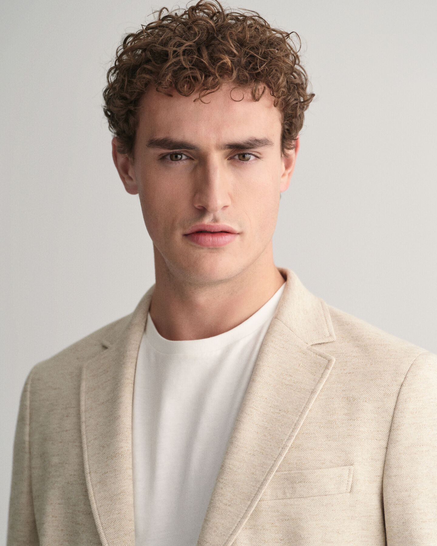 Blazer van katoen en linnen