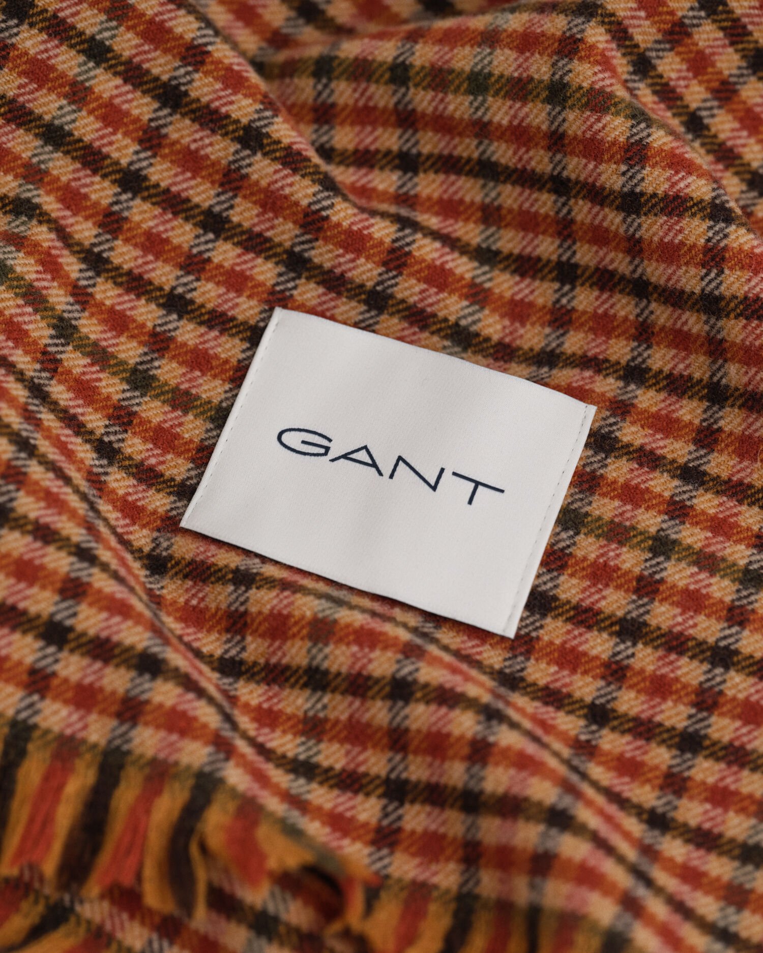 Brede wollen sjaal met Gingham-ruitje