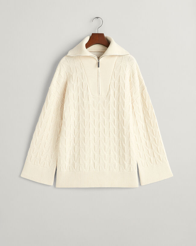 Trui met visgraatmotief en korte rits