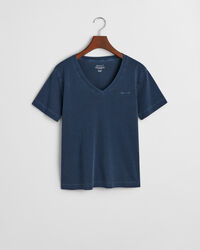 Sunfaded T-shirt met V-hals