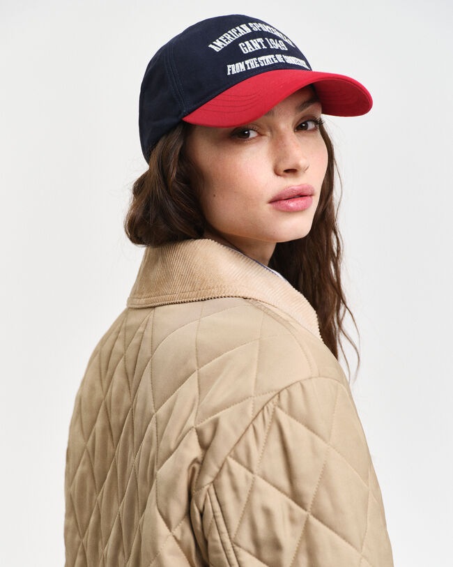 Gewatteerde jas met corduroy details