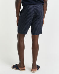 Regular Fit linnen short met krijtstreep
