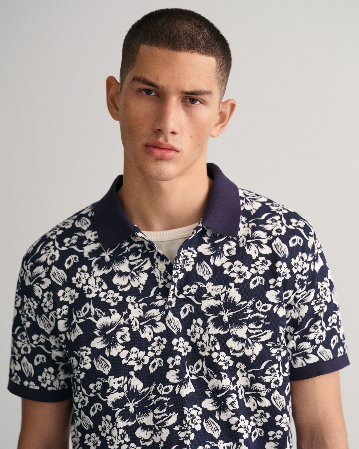 Piqué poloshirt met bloemenprint