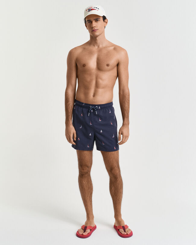 Zwemshort met geborduurde boot