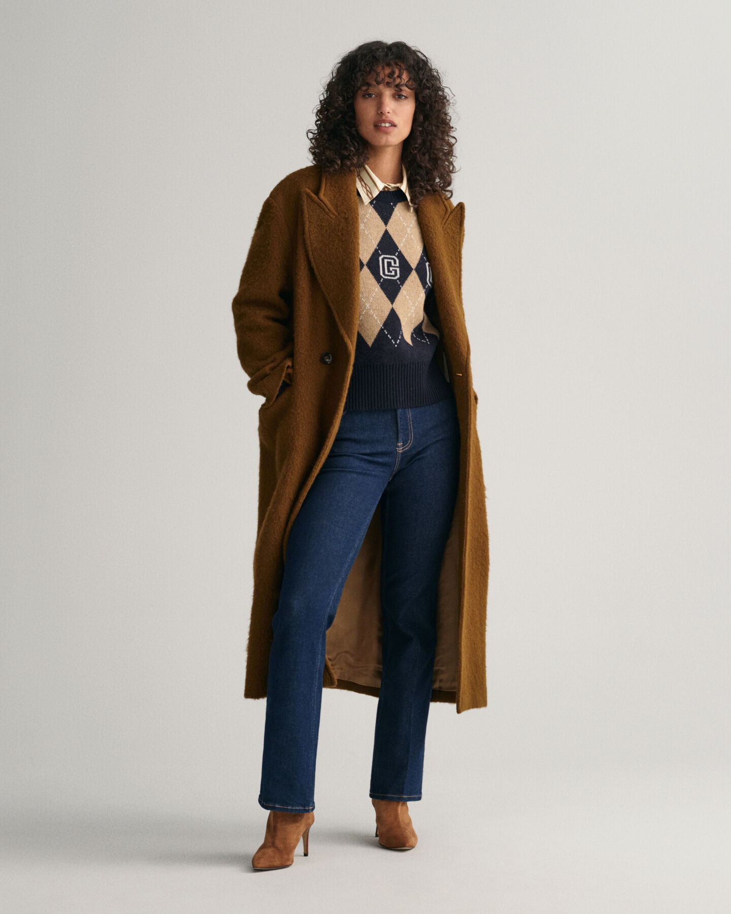 Superzachte Argyle trui met ronde hals