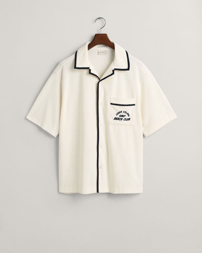 Relaxed Fit badstof overhemd met korte mouwen