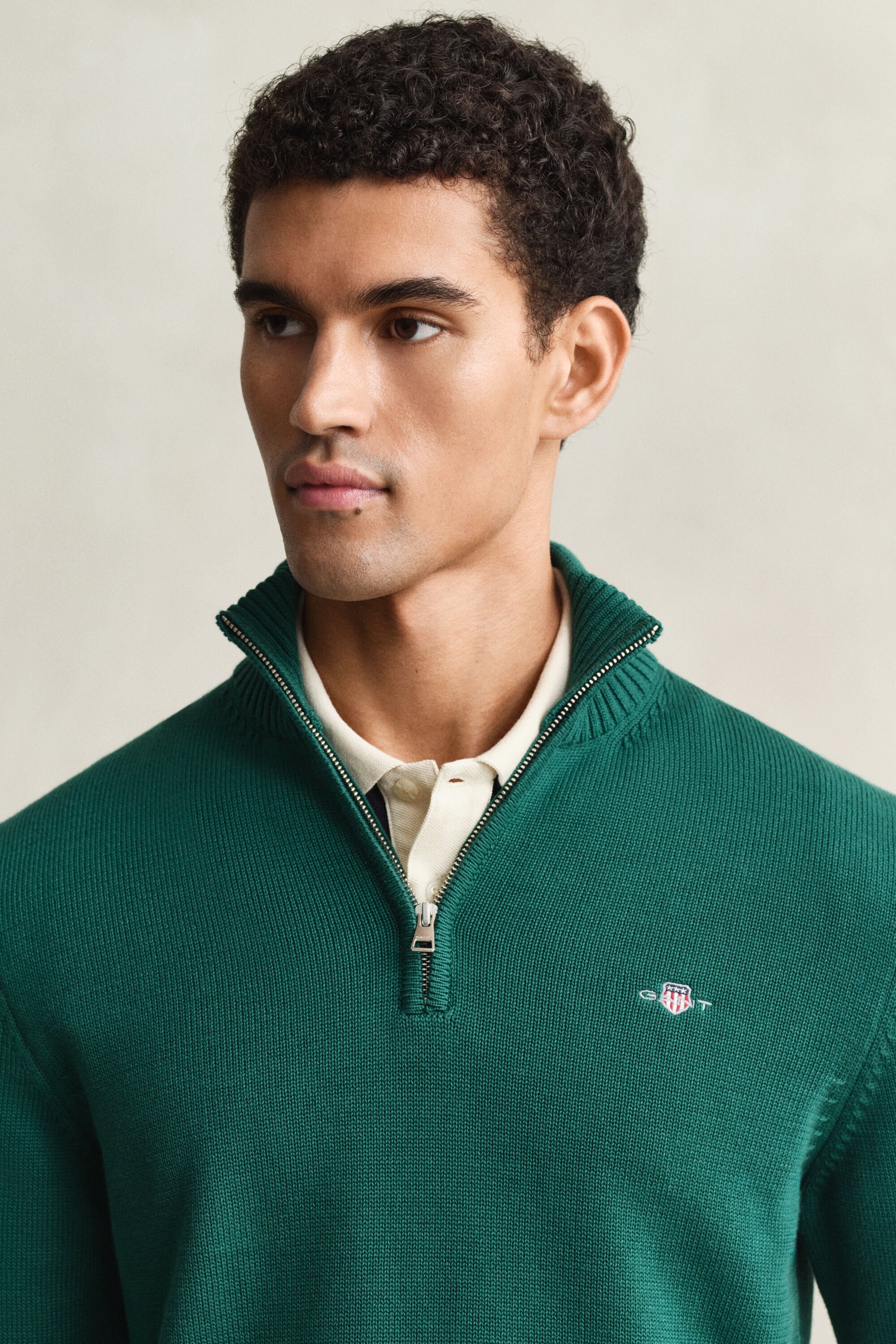 Casual katoenen trui met korte rits