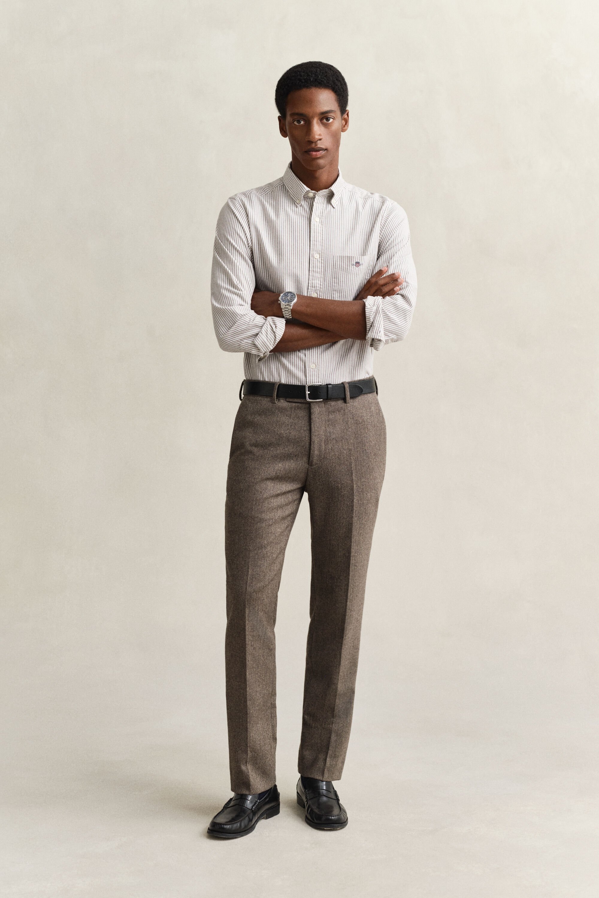 Klassiek Oxford-overoverhemd met Banker-streep