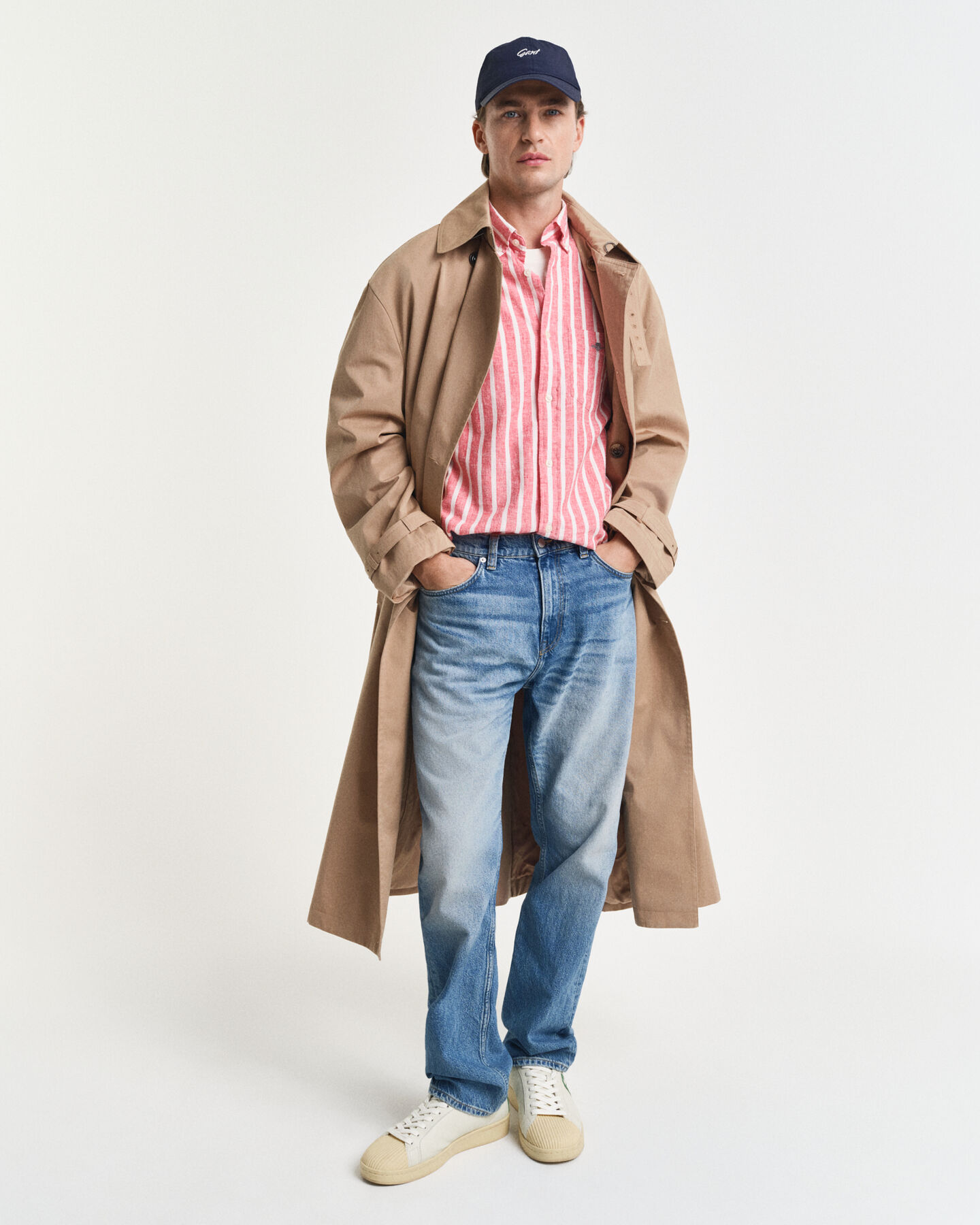 Regular Fit gestreept overhemd van katoen en linnen