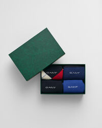 Set van vier paar gestreepte en effen Argyle sokken in cadeauverpakking