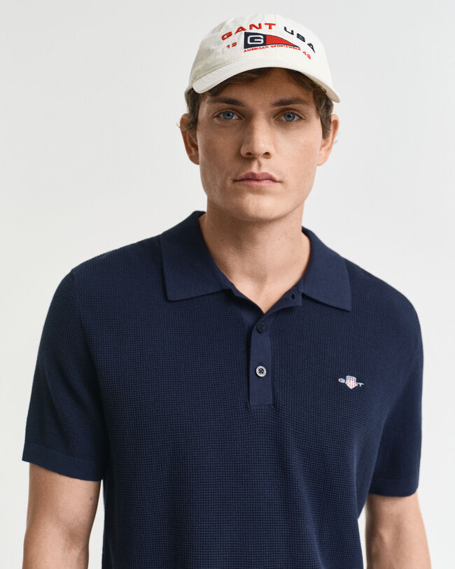 Micro Textured poloshirt van katoen